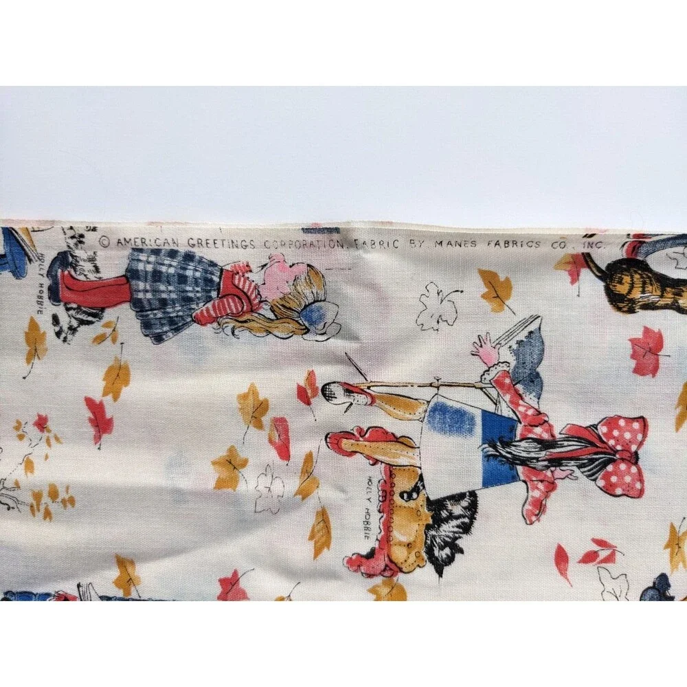 Vintage Holly Hobbie Fabric by American Greetings Cute Girls & Cats 44